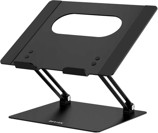 LS10 Aluminum Laptop Stand, Ergonomic Adjustable Notebook Stand, Computer Holder Compatible with Air, Pro, Dell, HP, Lenovo More 10-14" Laptops, Black