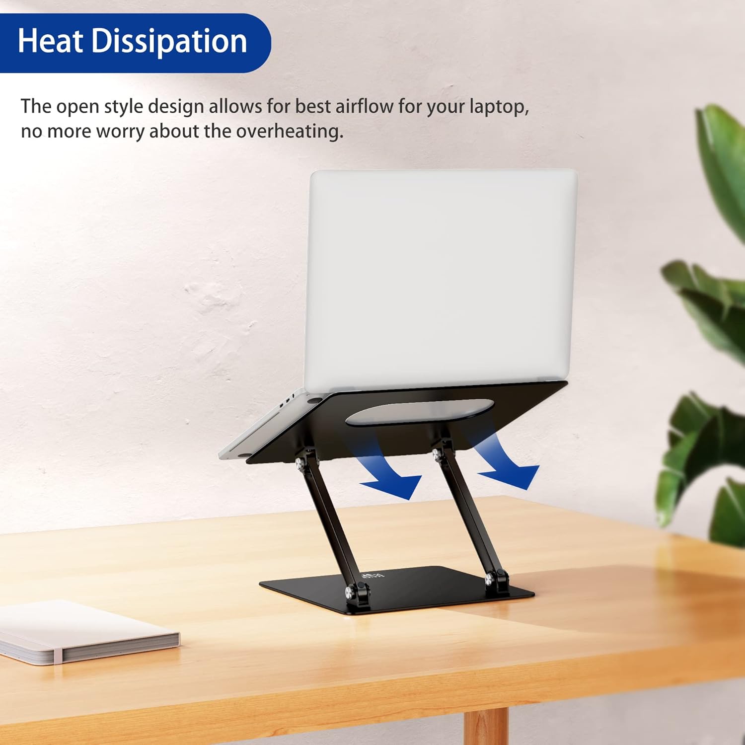 LS10 Aluminum Laptop Stand, Ergonomic Adjustable Notebook Stand, Computer Holder Compatible with Air, Pro, Dell, HP, Lenovo More 10-14" Laptops, Black