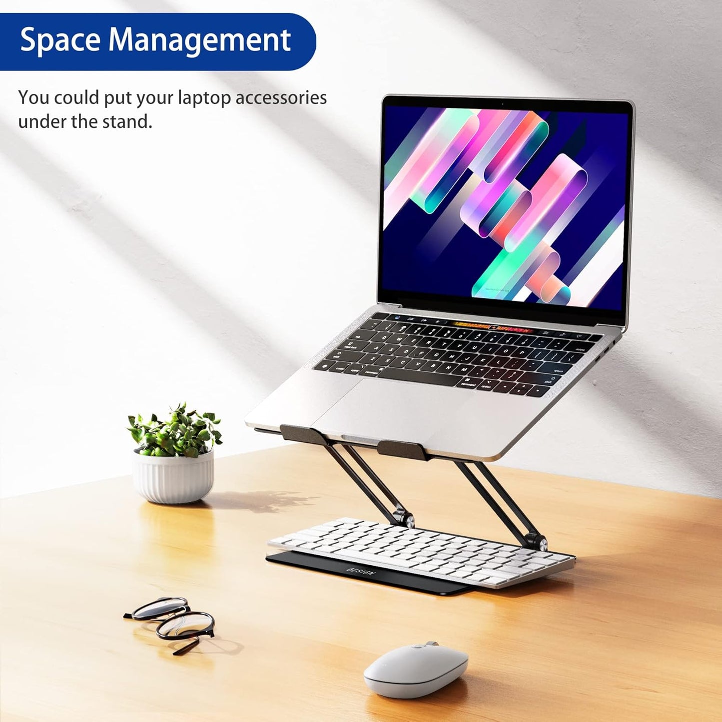 LS10 Aluminum Laptop Stand, Ergonomic Adjustable Notebook Stand, Computer Holder Compatible with Air, Pro, Dell, HP, Lenovo More 10-14" Laptops, Black